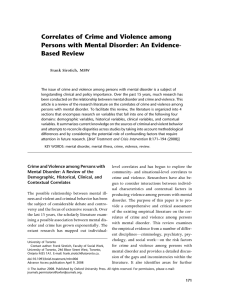 Correlates of Crime and Violence among Persons
