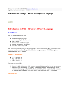 Introduction to SQL : Structured Query Language : EDUGRABS : http