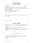 Lecture Notes 2 Random Variables Random Variable