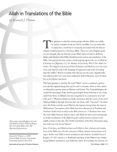 Allah in Translations of the Bible - International Journal of Frontier