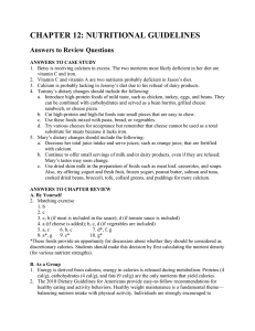 CHAPTER 13 NUTRITIONAL GUIDELINES