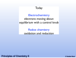 Today Electrochemistry electrons moving about equilibrium with a