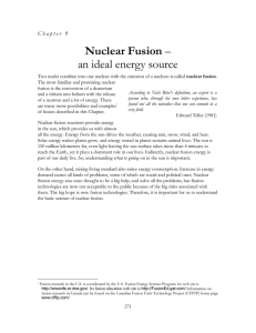 Nuclear Fusion - an ideal energy source