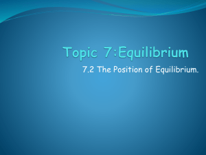 Topic 7.2 Equilibrium The Position of Equilibrium