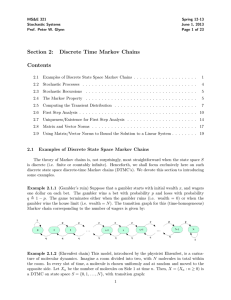 Section 2: Discrete Time Markov Chains Contents