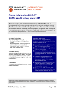 IR1034 World history since 1945 - University of London International