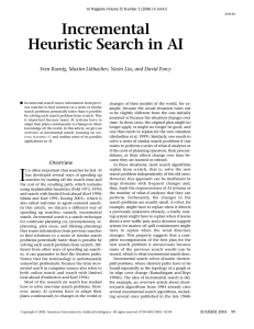 Incremental Heuristic Search in AI