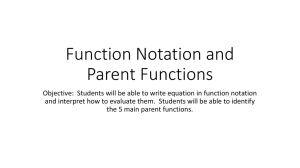 Function Notation and Parent Functions