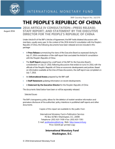 The People`s Republic of China: 2016 Article IV Consultation