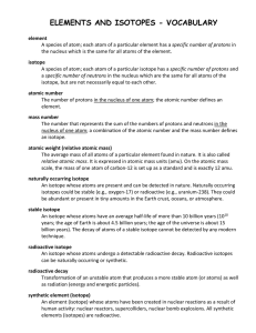 elements and isotopes - vocabulary