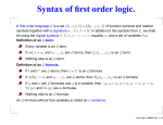 Syntax of first order logic.