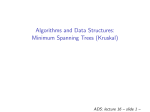 Algorithms and Data Structures: Minimum Spanning Trees (Kruskal)