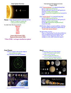 Solar System Overview Solar System Overview Planets