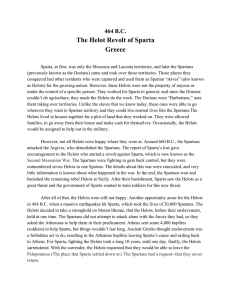 464 B.C. The Helot Revolt of Sparta Greece