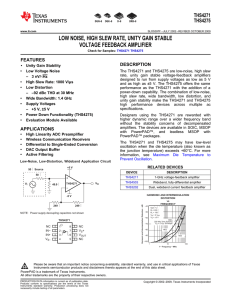 Low Noise, High Slew Rate, Unity Gain Stable Voltage Feedback