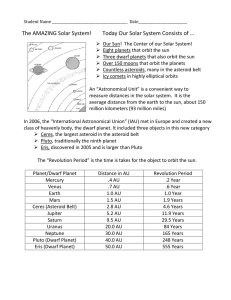 The AMAZING Solar System! Today Our Solar System Consists of …