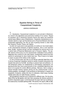 Equation Solving in Terms of Computational Complexity