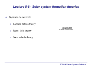 Lecture 5: Solar System Formation Theories