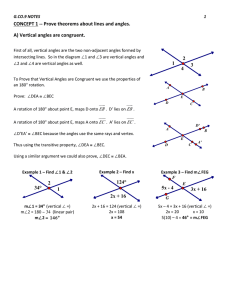 Prove theorems about lines and angles. A) Vert