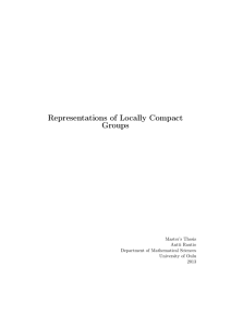Representations of Locally Compact Groups