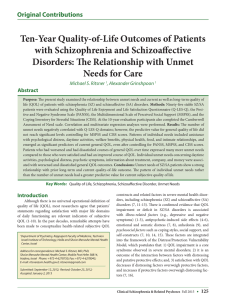 Ten-Year Quality-of-Life Outcomes of Patients with Schizophrenia