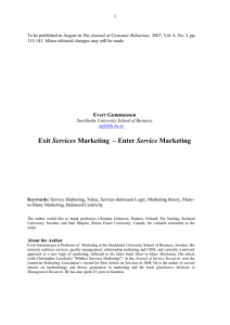 Exit Services Marketing – Enter Service Marketing