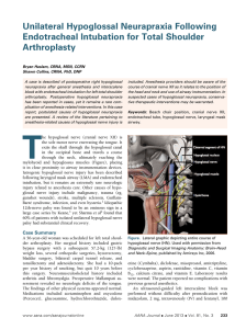 Unilateral Hypoglossal Neurapraxia Following Endotracheal