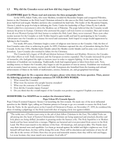 1.3 Why did the Crusades occur and how they they