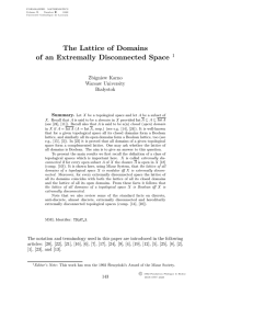 The Lattice of Domains of an Extremally Disconnected Space 1