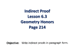 Indirect Proof Lesson 6.3 Geometry Honors Page 214