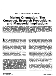 Market Orientation: The Construct, Research Propositions