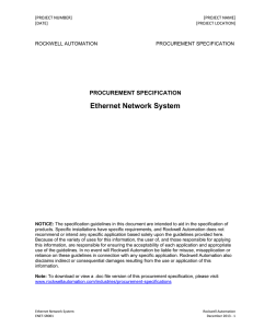 Ethernet Network System Procurement Specification