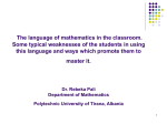 1. The Language of Mathematics in the Classroom. Learning