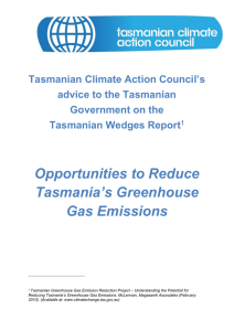 Opportunities to Reduce Tasmania`s Greenhouse Gas Emissions