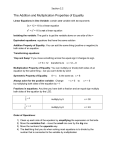 The Addition and Multiplication Properties of Equality