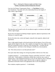 Solving for Unknown Angles and Sides Using Trig Ratios