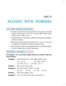 Unit 13(Playing With Numbers)