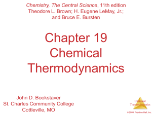 Chapter 19 Chemical Thermodynamics