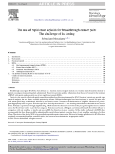 The use of rapid onset opioids for breakthrough cancer pain - e-ESO