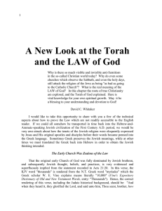 A New Look at the Torah and the LAW of God