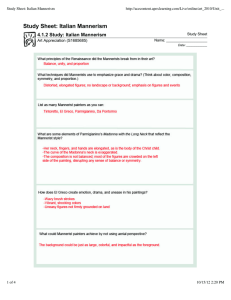 Study Sheet: Italian Mannerism