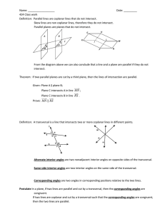 Page 1 Name: Date: ______ 424 Class work Definition: Parallel