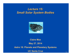 Lecture 15: Small Solar System Bodies