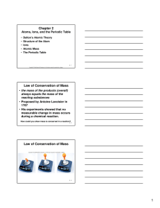 Chapter 2 Law of Conservation of Mass Law of Conservation of Mass