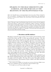 Speaking to the Deaf: Herodotus, his Audience, and the Spartans at