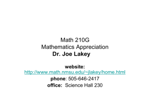 Math 210G Mathematics Appreciation Dr. Robert Smits