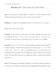 Section 17. Closed Sets and Limit Points - Faculty