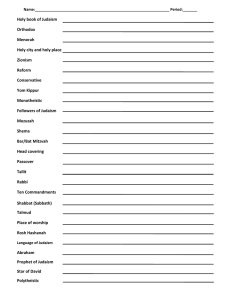 Answers Judaism Review Sheet Judaism Review sheet