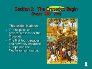 (Section I): The Crusades Begin