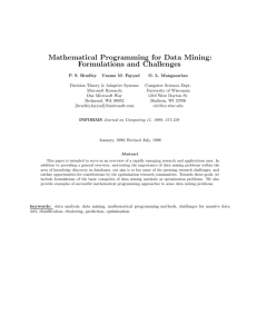 Mathematical Programming for Data Mining